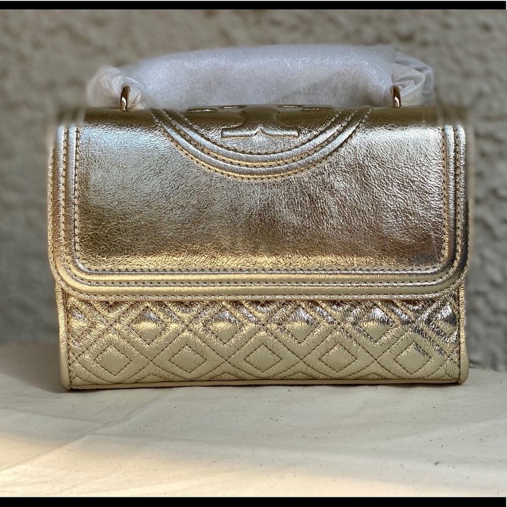 Tory Burch metallic Fleming shoulder bag